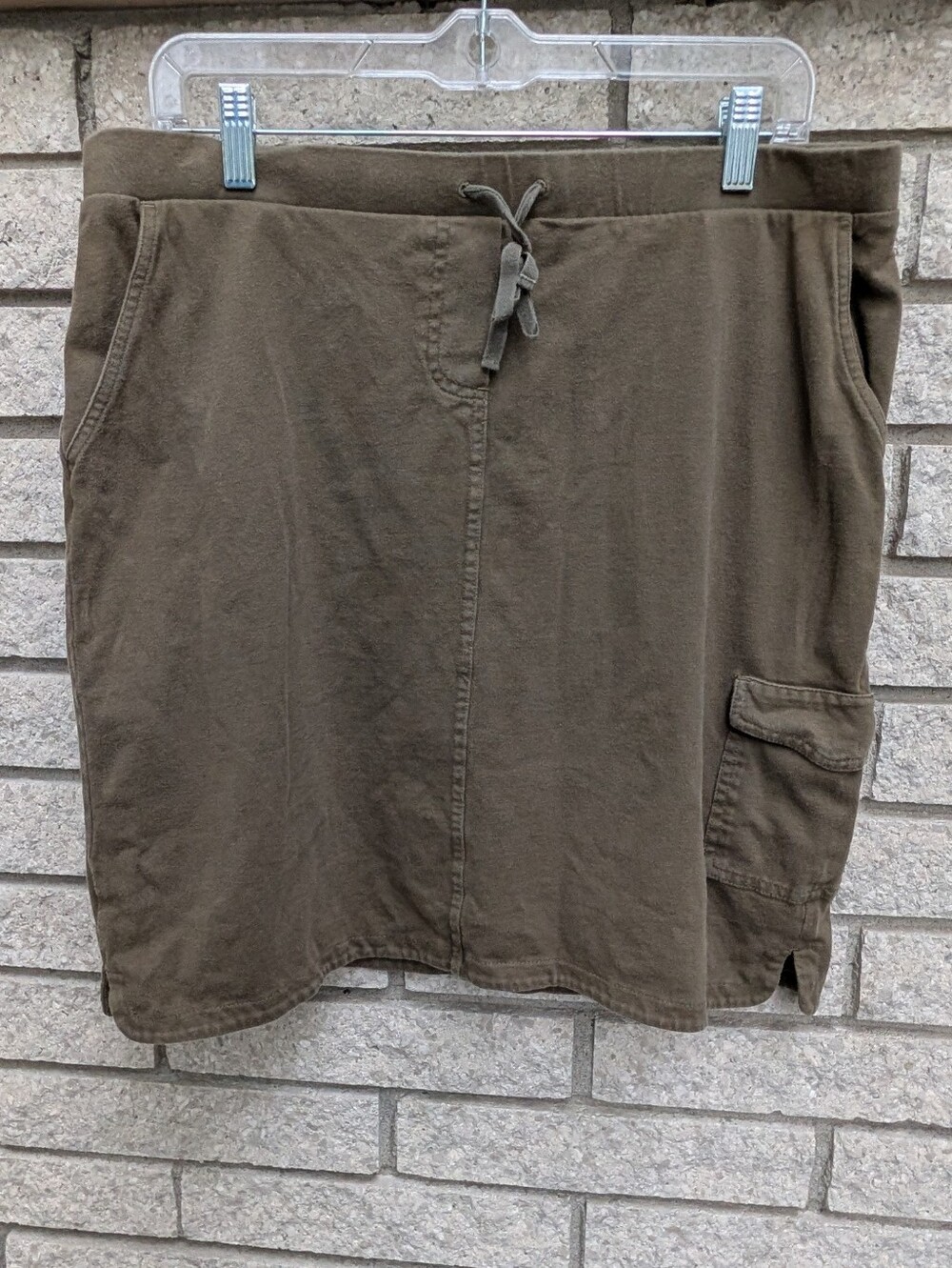 J Jill Women Medium Skirt Army Green Pull On Drawstring Stretch Short Mini Comfy